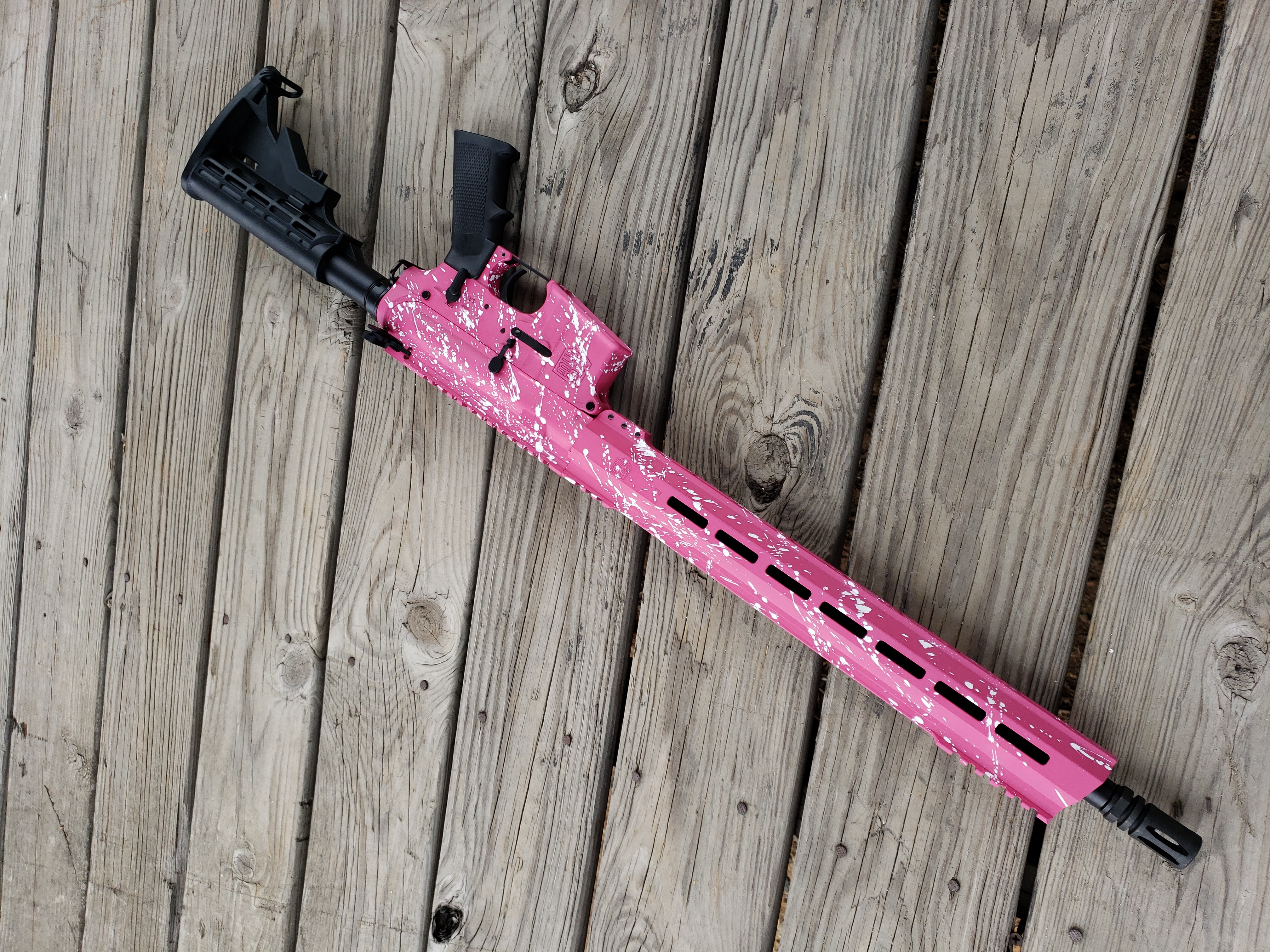Paint Splatter AR Cerakoted using Sig™ Pink and Stormtrooper White